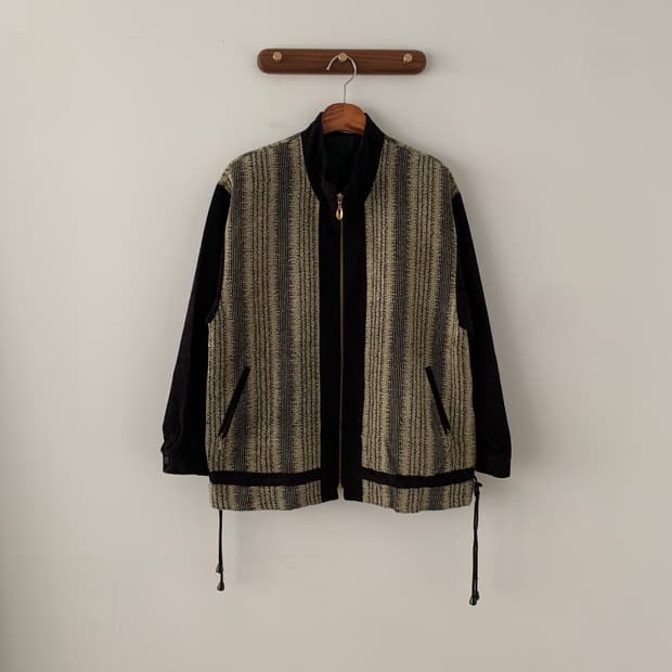 블랙 스트라이프 울 자켓