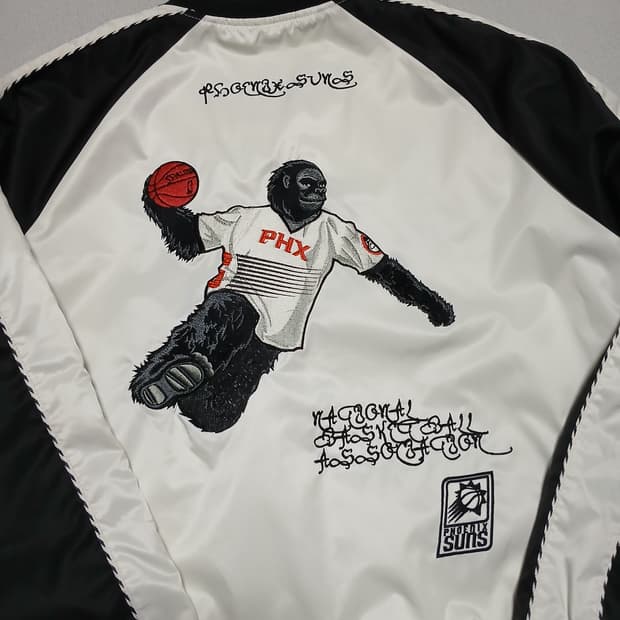 nba 엔비에이 고릴라 피닉스 선스 자수 스카잔 자켓 새틴