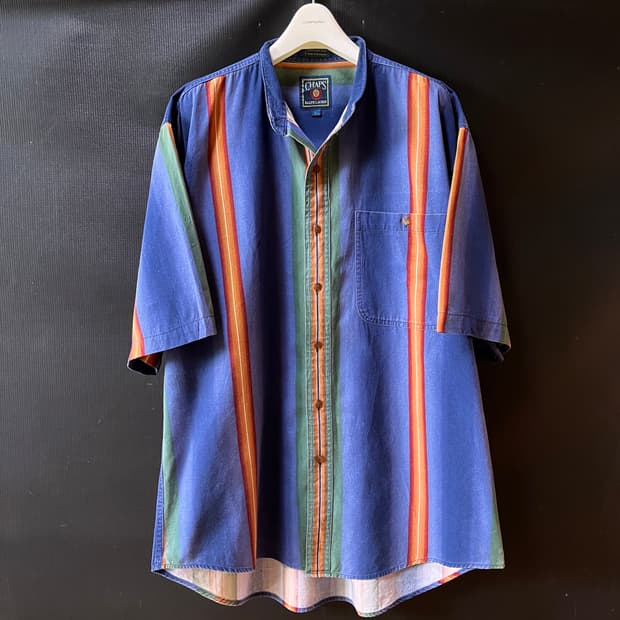 XL) 90s 빈티지 챕스 랄프로렌 스트라이프 반팔 셔츠