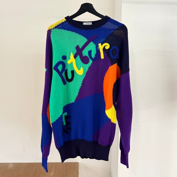 베르사체 피투라 아트 멀티컬러 울 스웨터