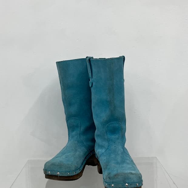 Mint suede colg boots