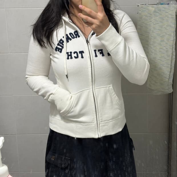 초대장) 아베크롬비 아이보리 딱붙 후드집업 M