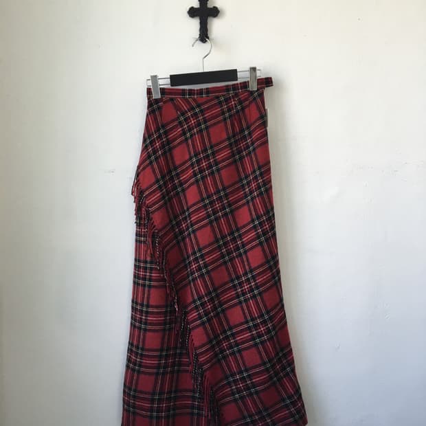 Fringe warp design woolen skirt