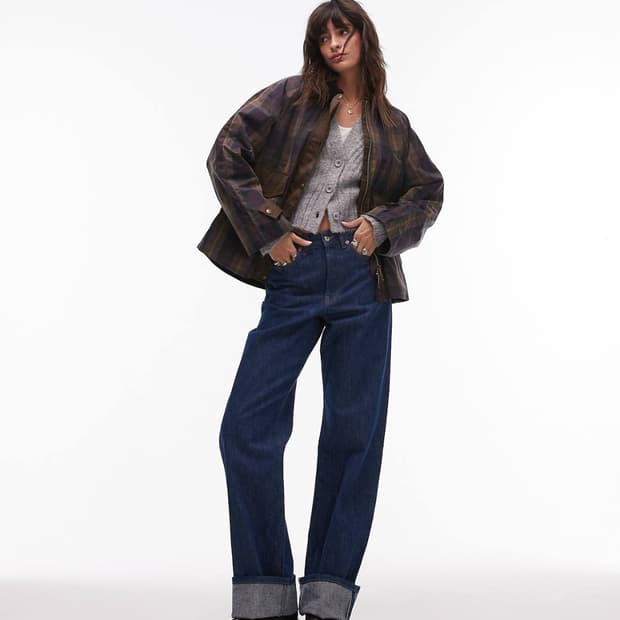 망고 체크워크자켓