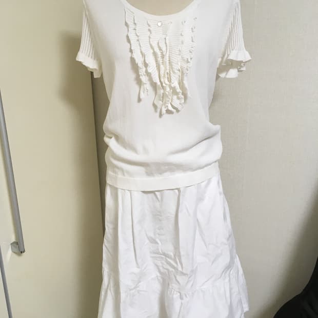 모리걸 set 반팔니트+미디스커트