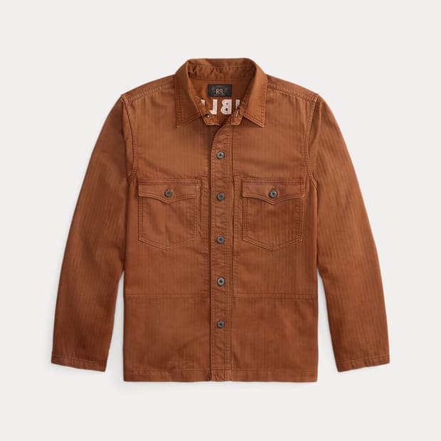 RRL 더블알엘 임브로이더 헤링본 트윌 오버셔츠 M