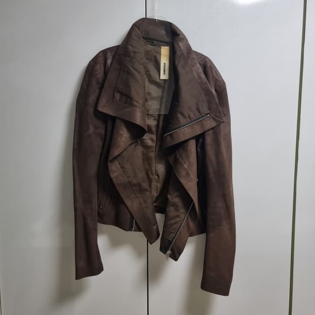 다크브라운 스웨이드 그런지 하이넥 자켓 릭오웬스 느낌