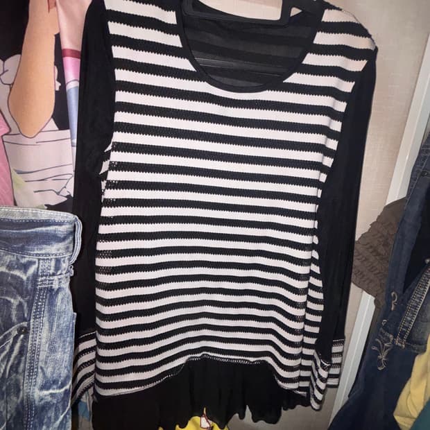 스트라이프 블랙 프릴 원피스 빈티지 펑크 로걀 