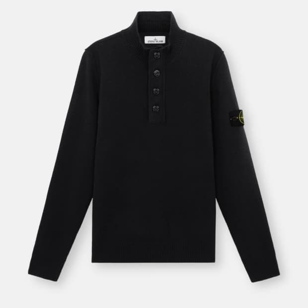 펠트 트리밍 하프 지퍼 스웨터