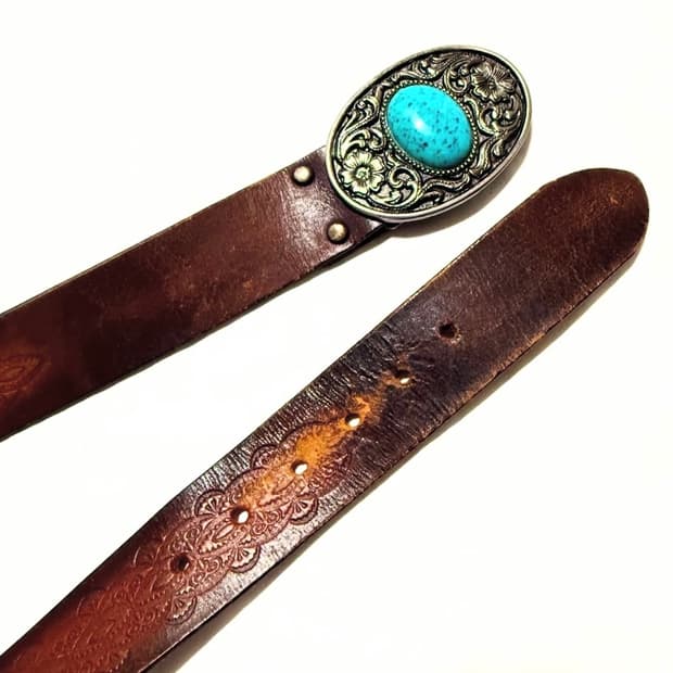 터키석 버클 웨스턴 벨트