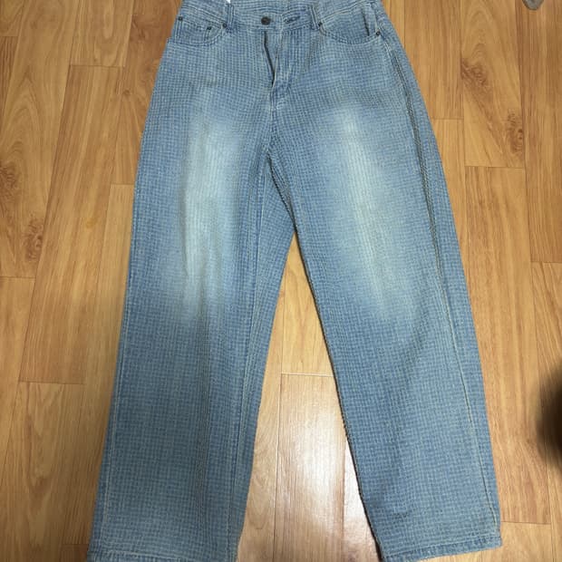 노이어 데미지 스트라이프 데님 팬츠 라이트블루 48