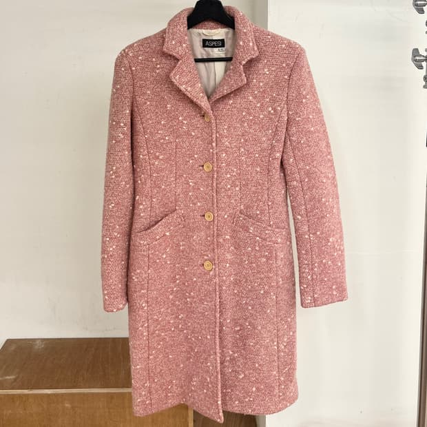 아스페시 핑크 트위드 웰트 포켓 코트 자켓
