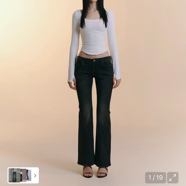 플리즈노팔로우 플노팔 25 빈티지 워싱 부츠컷 딥그레이 S