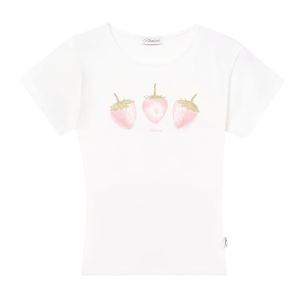 클리시어 딸기티 스트로베리 티셔츠 반팔 파스텔탑 핑크 S kleesier