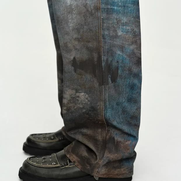 [앤더슨벨]UNISEX FESTIVAL MUD PRINTED JEANS