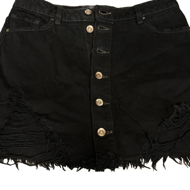 ZARA 자라 블랙 데님 스커트 데미지 디테일