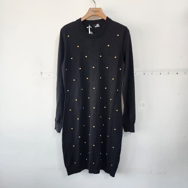 모스키노 블랙 금장 장식 니트 원피스