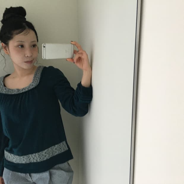 lace square neck teal blouse