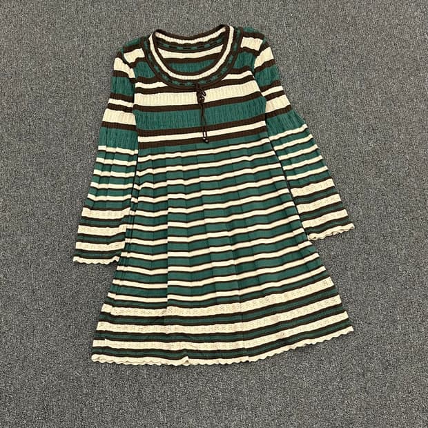 M)Japanese vintage 멀티 스트라이프 모리 니트 원피스