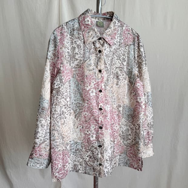 페이즐리 플리워 패턴 셔츠