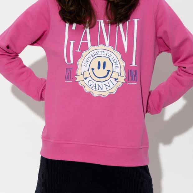 GANNI 스마일 핑크 스웻셔츠 맨투맨 S