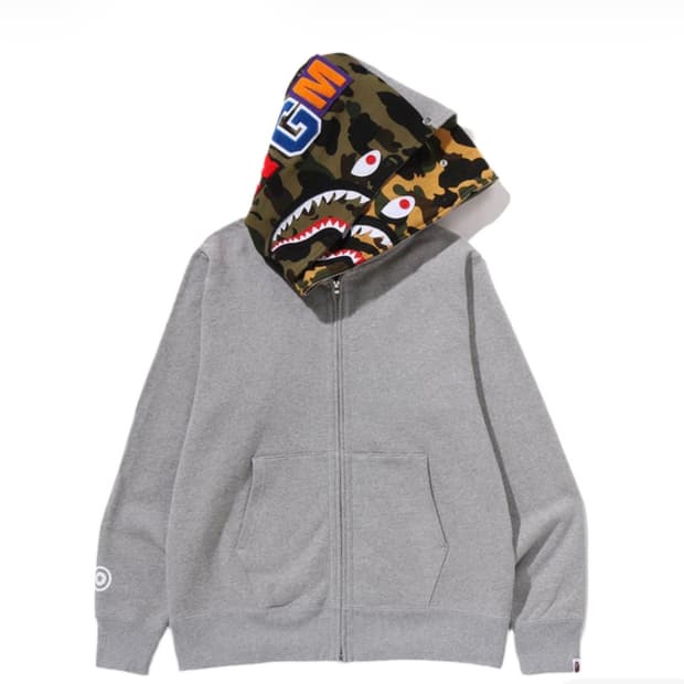 BAPE Shark Full Zip Double Hoodie Gray