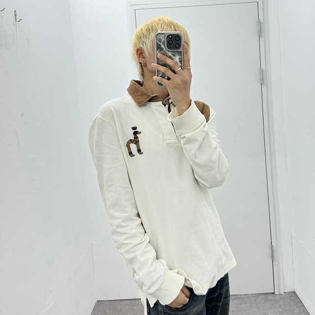 Hazzys logo corduroy  pk sleeve ivory 