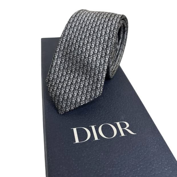 디올옴므 오블리크 실크 넥타이 그레이