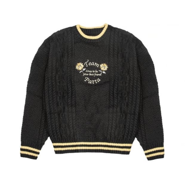 파타 케이블 니트 스웨터 블랙