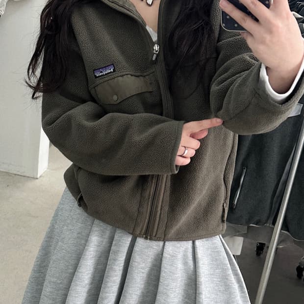 파타고니아 00s 신칠라 애쉬 카키 플리스집업 