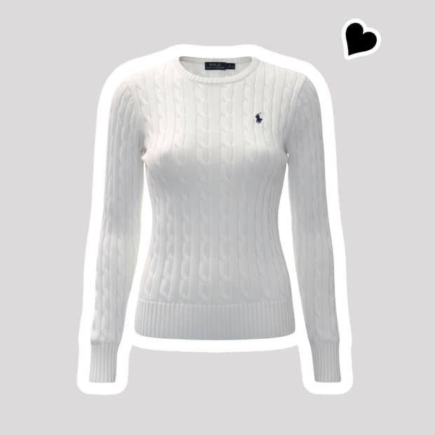 신형 여성 폴로 랄프로렌 화이트 꽈배기 니트