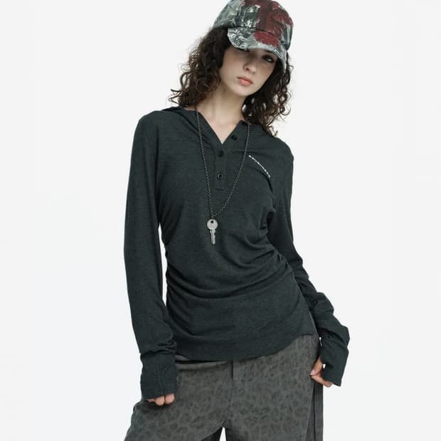 러프넥 후드 롱슬리브 / m size