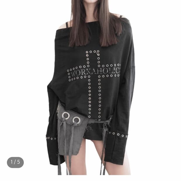 새상품) 키묘 kimyo 워커홀릭 피어싱 크로스 티 블랙