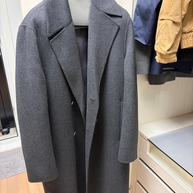 타임옴므 캐시미어 블렌드 멜란지 더블 코트 100 차콜그레이