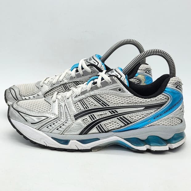 아식스 우먼스 젤 카야노 14 화이트 아이주리 블루 (240)