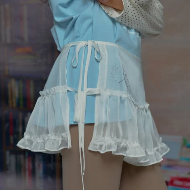 루루서울 glow sheet layering skirt white