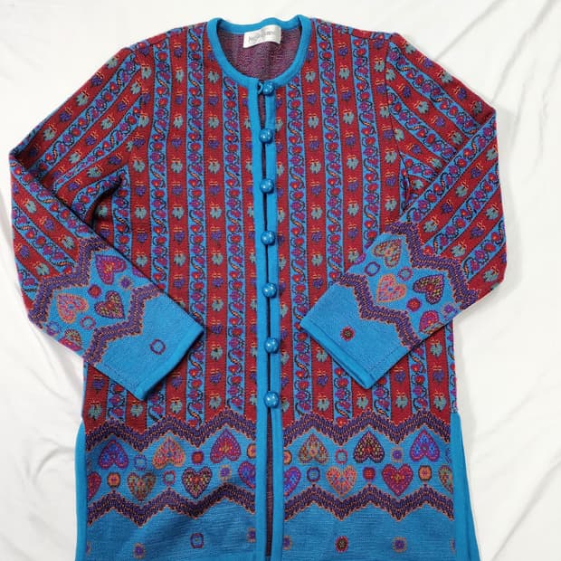 입생로랑 보타니컬 패턴 빈티지 가디건