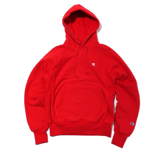 CHAMPION 리버스 위브 레드 기모 티셔츠 women XS