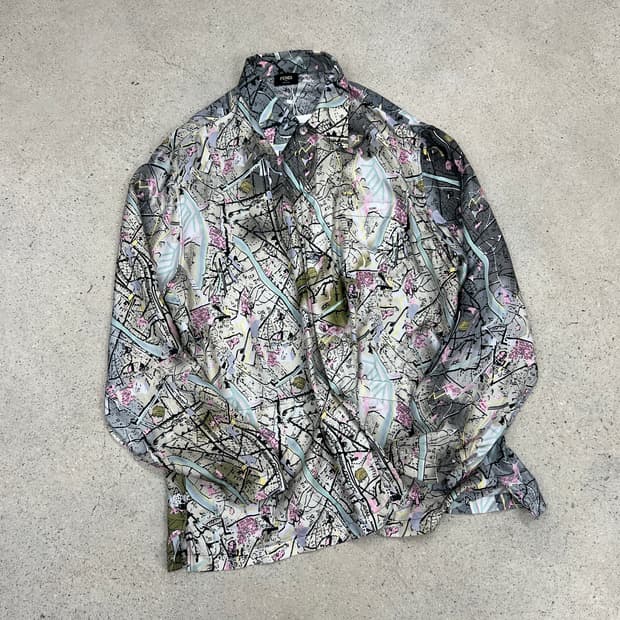 펜디 맵 프린팅 실크 셔츠 