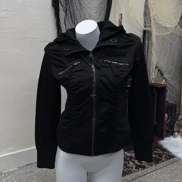 LA 00s y2k shirring hood jacket