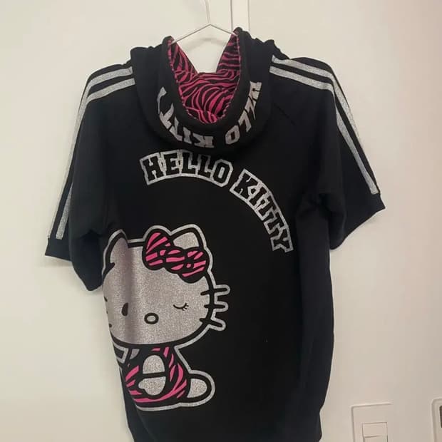 헬로키티 키티 산리오 후드 집업 갸루 일본 빌로 콜라보 스포티 빈티지