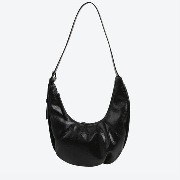 슈펜 소프트레더 오벌 빅 숄더백 블랙