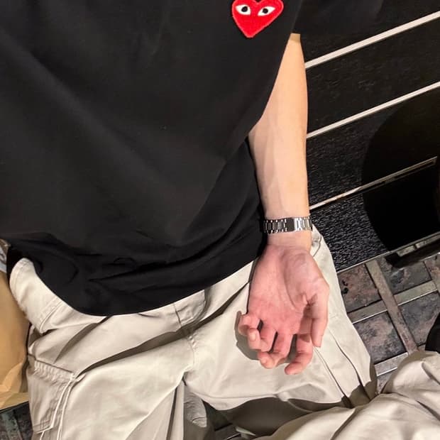 플레이 꼼데가르송 레드 하트 티셔츠 블랙 L