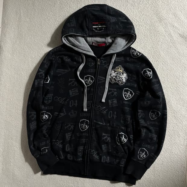 빈티지 올드스쿨 ASK 블랙 y2k 후드집업