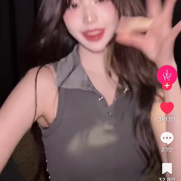 체리퀴리 stud lace pk top - charcoal 장원영 착용