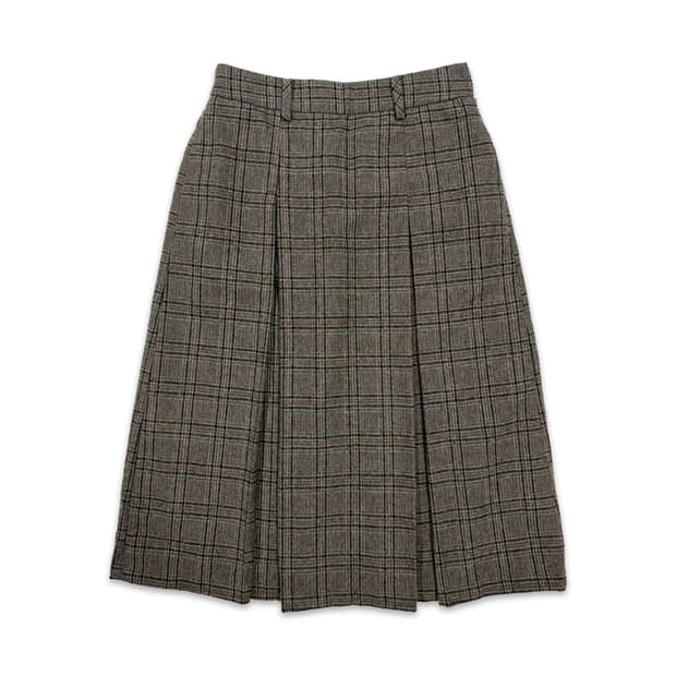 빈티지 Karl Lagerfeld 체크 플리츠 롱 스커트