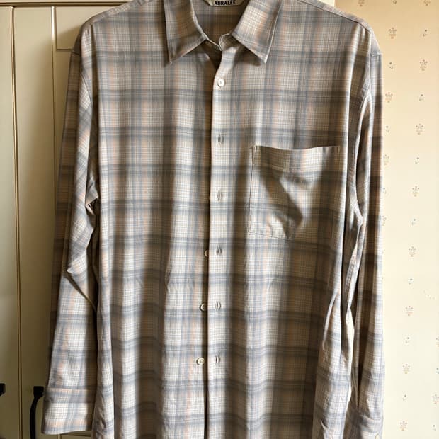 오라리 체크셔츠 베이지 4 사이즈 판매!