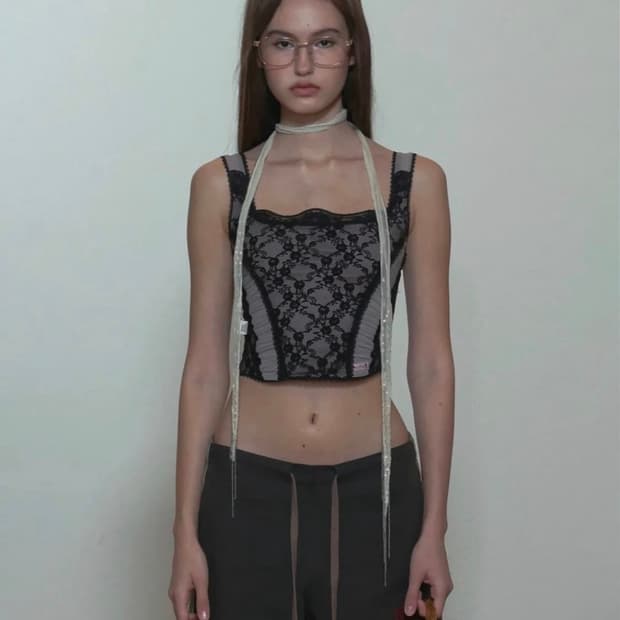 스컬프터 민소매 코르셋 Team Mary Corset Top Black
