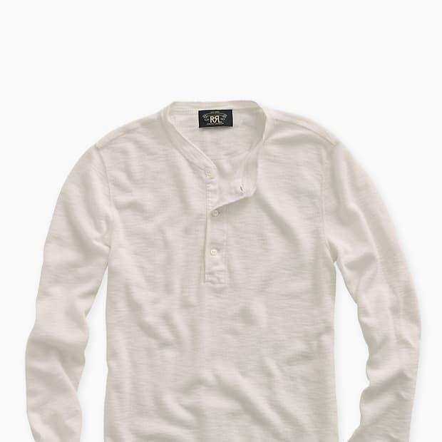 RRL 더블알엘 와플니트 코튼 헨리넥 화이트 L