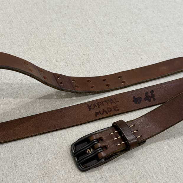 캐피탈 더블홀 브라운 레더 벨트